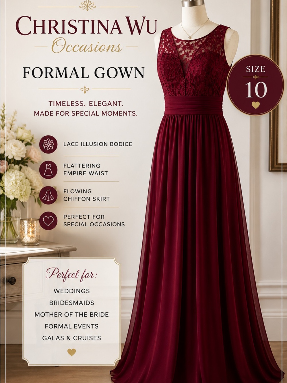 Christina Wu Occasions Claret Red Formal Dress